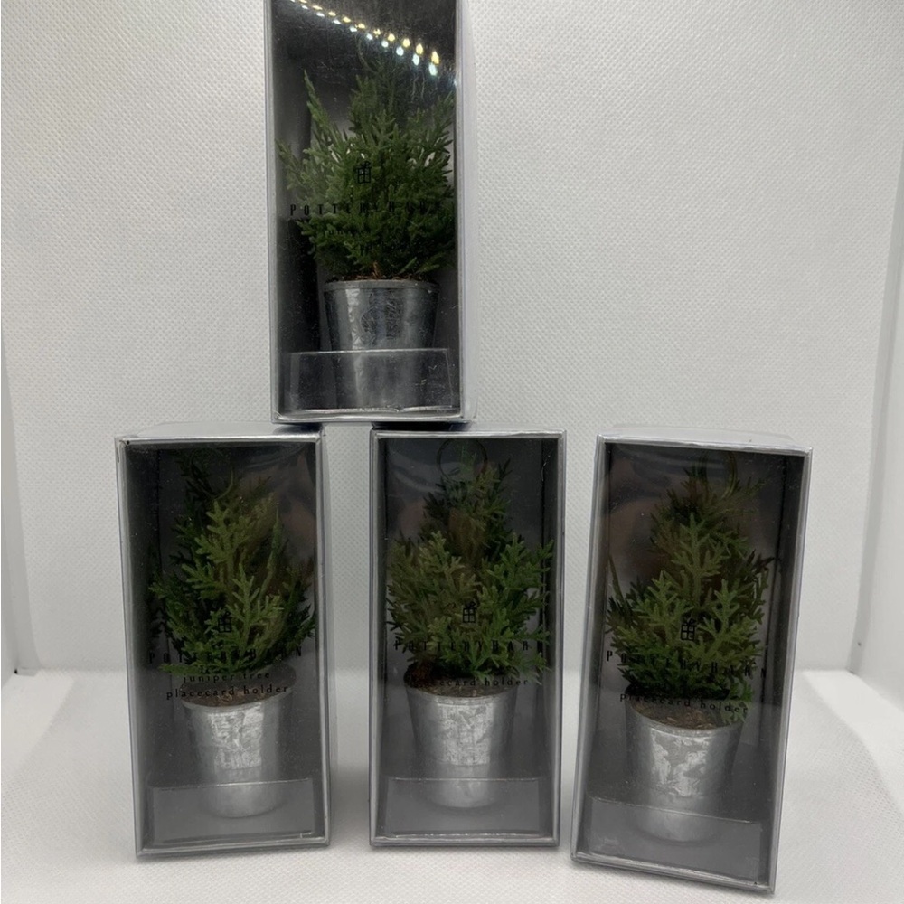 VINTAGE Pottery Barn Christmas Juniper Tree Table Place Card Holder Set Of 4.